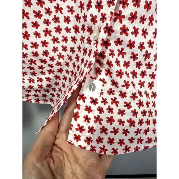 GRAYSON Women's The Hero Cotton Floral Button Down Shirt Red Size 01/XS/0-2 - Picture 12 of 12